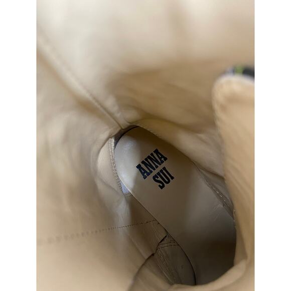 ANNA SUI Floral Leather Printed Lace Up Combat Boots Size 7 - Picture 7 of 8